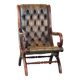 Green Vintage English Chesterfield Armchair with Wood Accents
