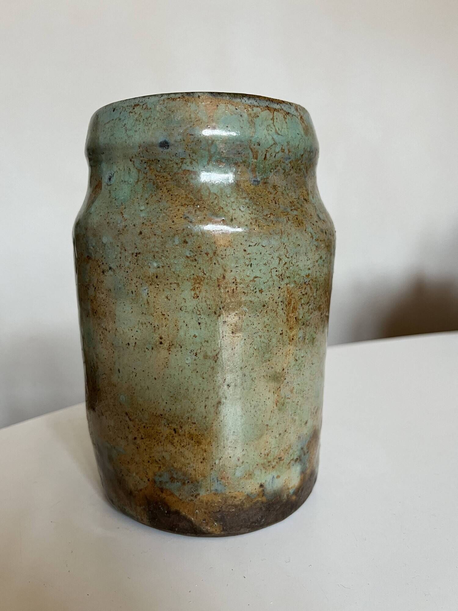 Turquoise and gilded earthenware potter's vase