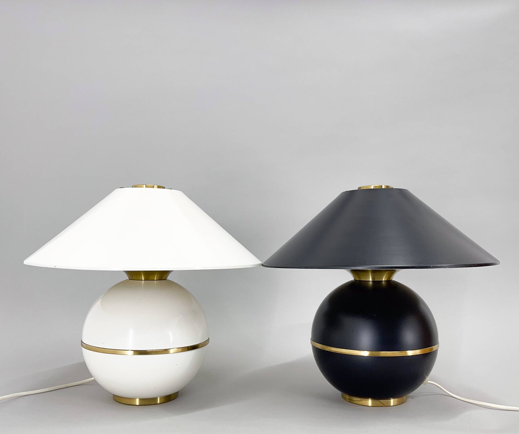 Pair of Mid-Century Brass & Metal Table Lamps by Napako, Czechoslovakia