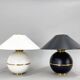 Pair of Mid-Century Brass & Metal Table Lamps by Napako, Czechoslovakia
