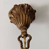 Glass and brass pendant light from the 70s