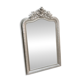 Grand miroir ancien fin XIXème siècle à fronton sculpté de style Louis Phil