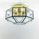 Mid-Century Minimalist Flush Mount/Ceiling Lamp in Glass and Iron from Limburg, Germany, 1960s