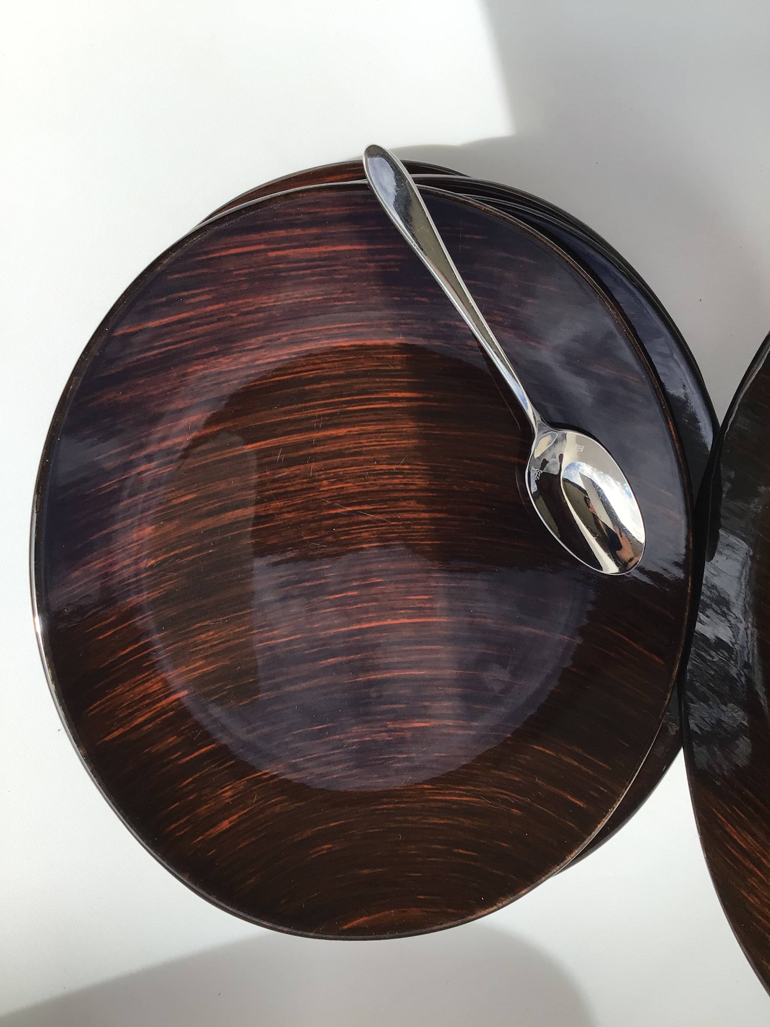 11 Salins Panama brushed oval dessert plates