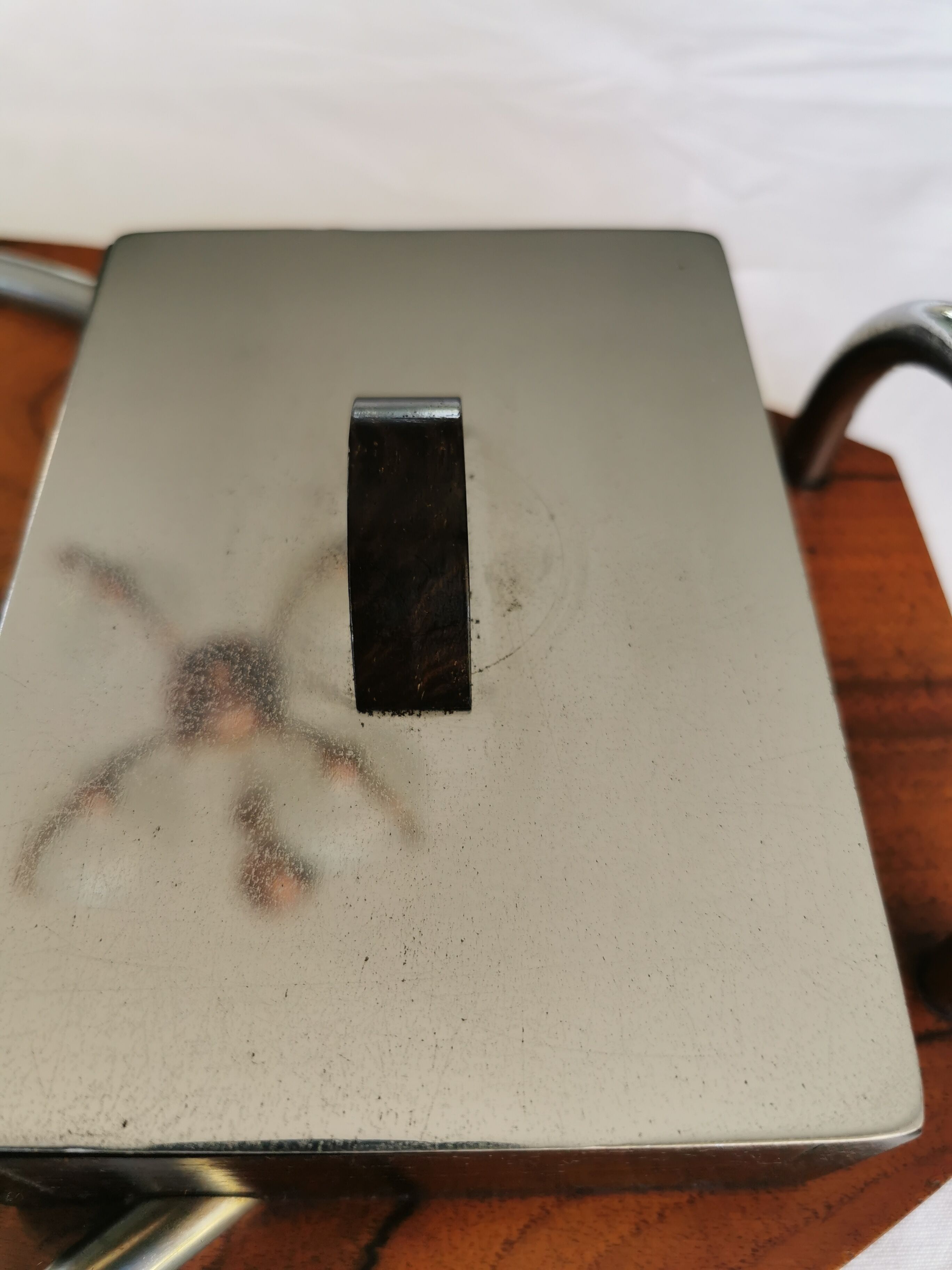 Art Deco tray in solid walnut and ebony