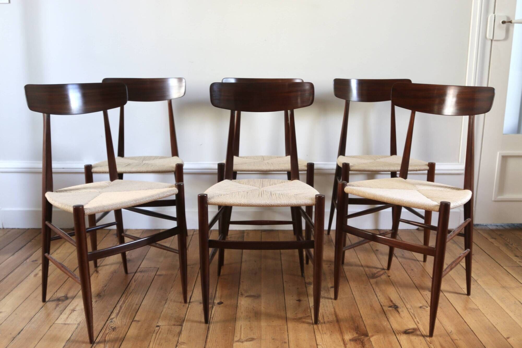 Rare set of 6 vintage Italian rope chairs by Eredi Marelli, 1950