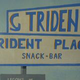 Modernist painting seen from Antibes Trident beach 70s Paliero Klingue