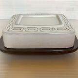 Butter dish with brown and beige ceramic lid