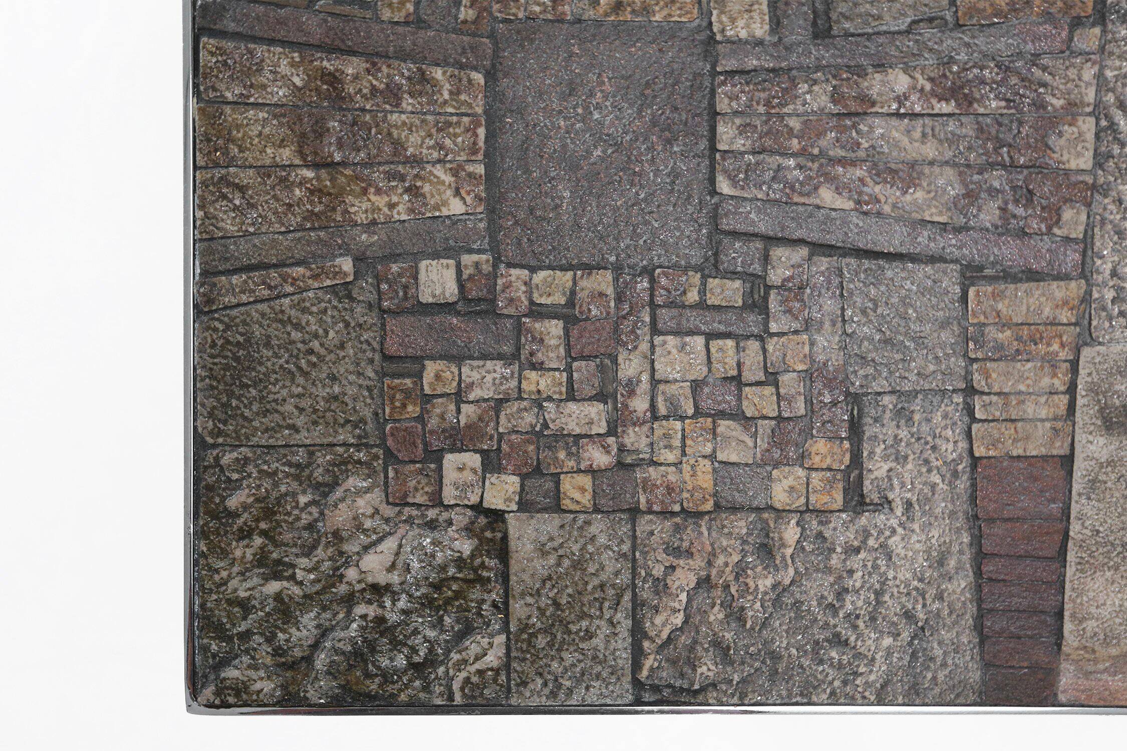 Brutalist Coffee Table Handmade and signed by Pia Manu, 1960s