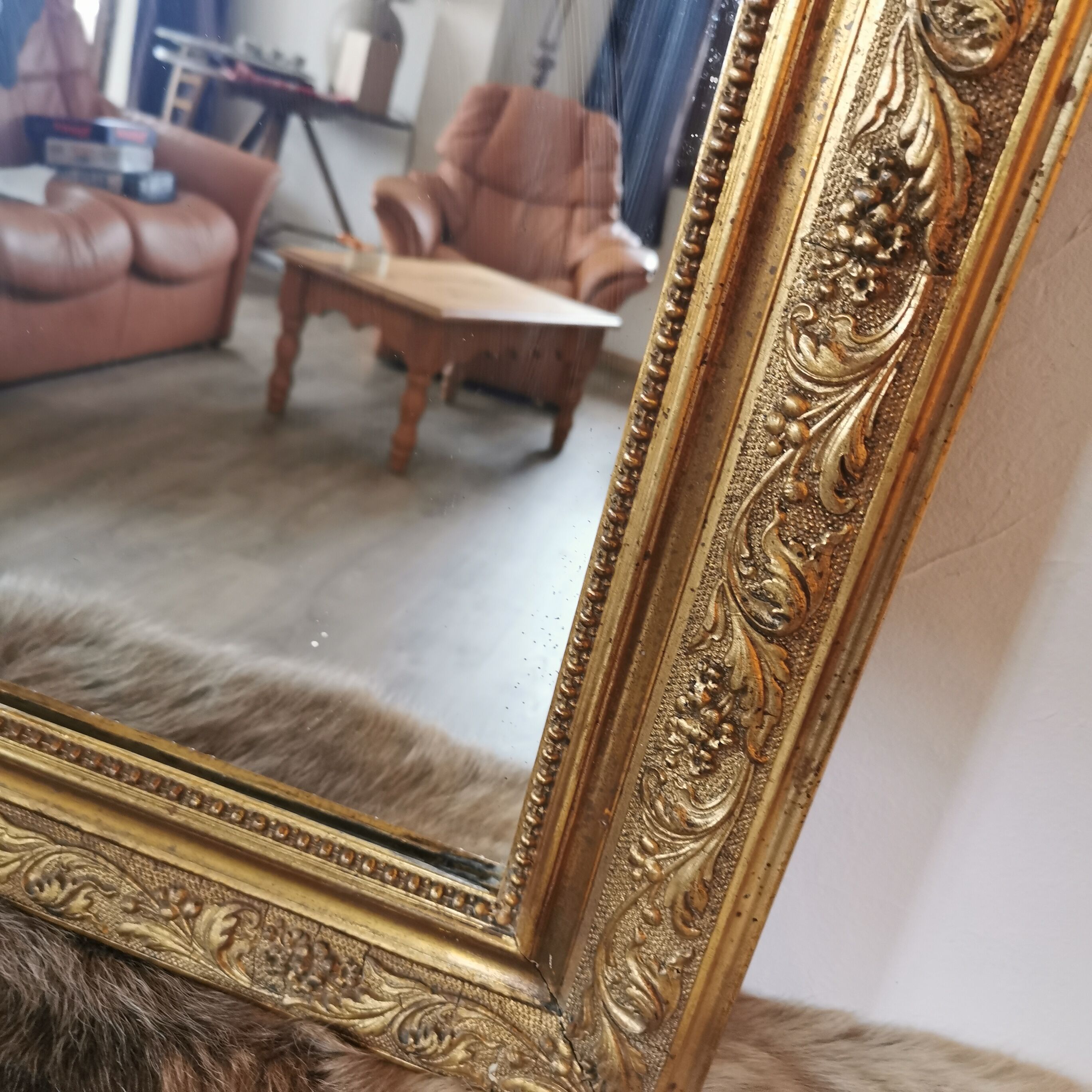 Antique gold leaf mirror 108 x 68 cm