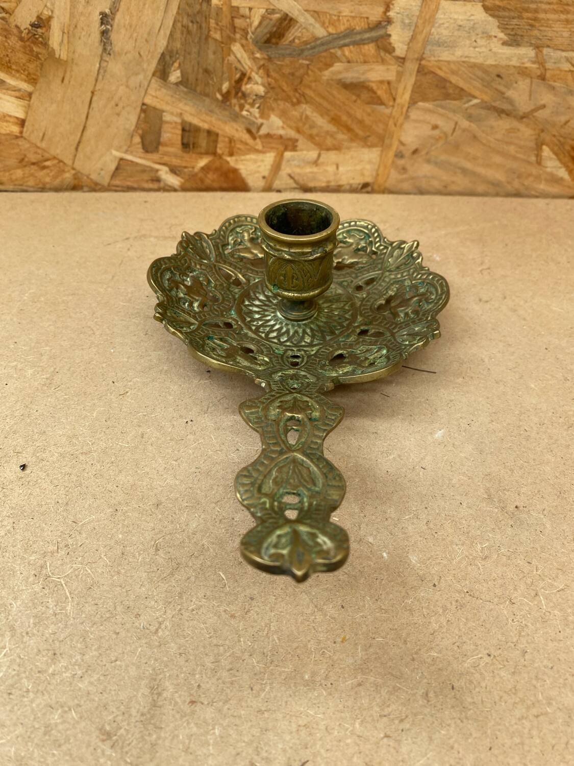Antique Vintage Gilt Bronze Cellar Raz Hand Candle Holder