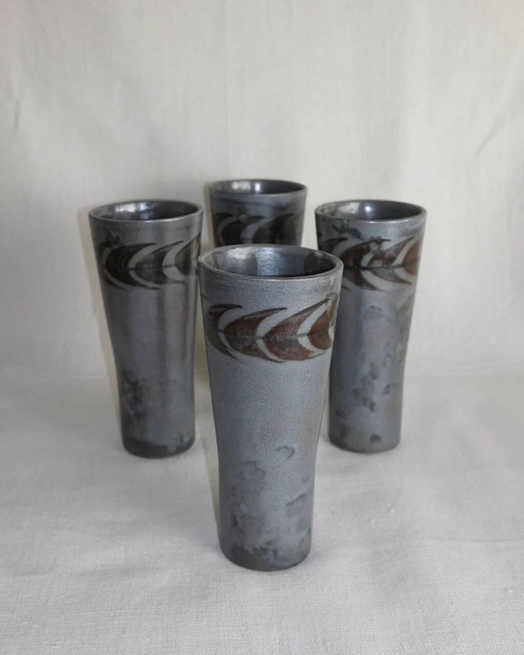 4 hand-painted ceramic mazagrans