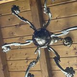 Chandelier 6 lights vintage gilded bronze 70 cms
