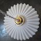 Old suspension opaline lampshade white serrated / pleated deco 1930 TBE