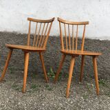 Pair of Scandinavian beech bistro chairs