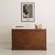 Small vintage stained wooden countertop with 2 shelves and 10 drawers