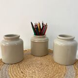 Set of 2 old stoneware mustard pots
