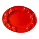 Large vintage oval ceramic platter XL from the 1980s - red glaze - fruit relief - Mid-Century design - Italy