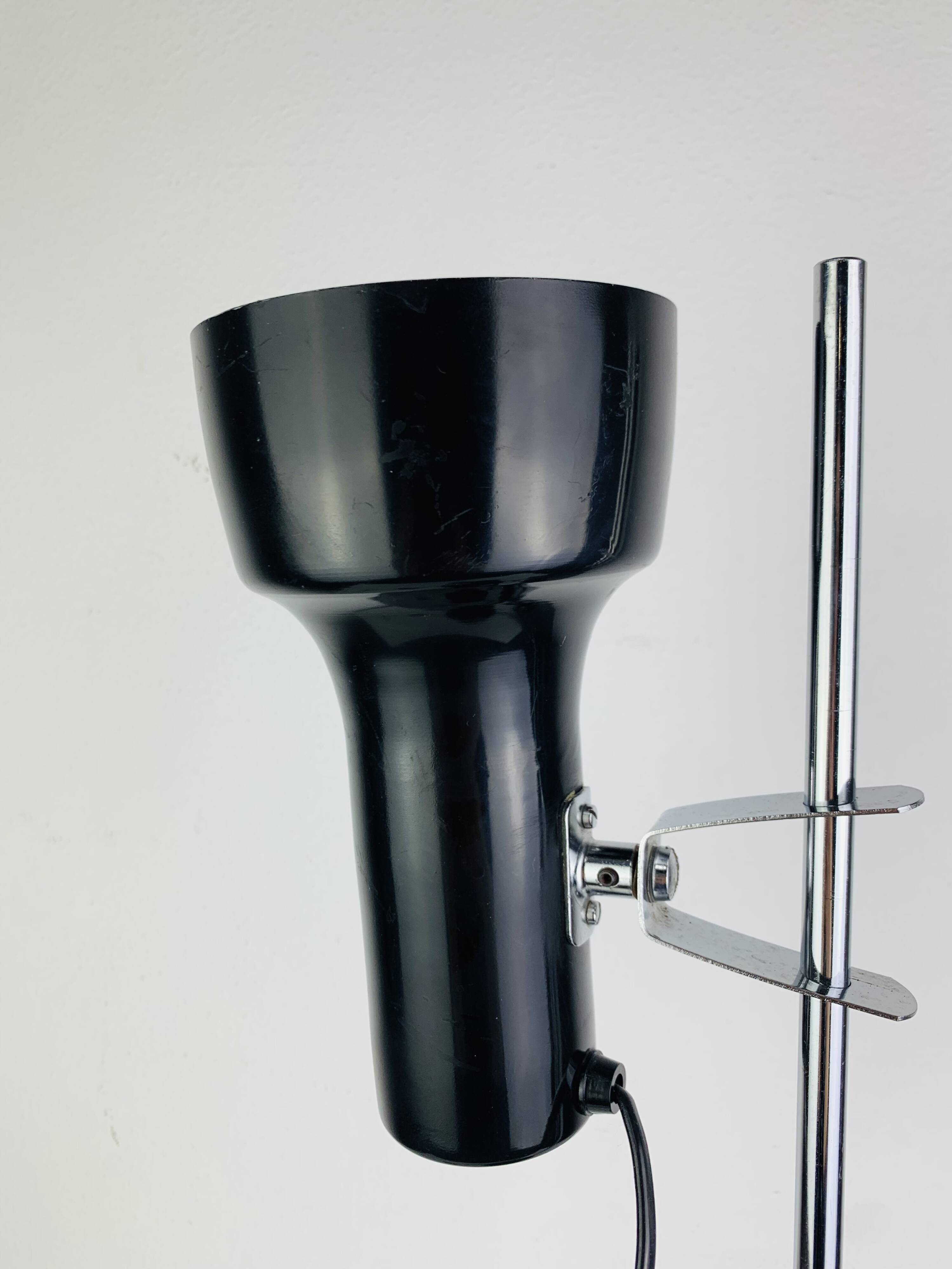 Lampe de bureau spot noir et chrome, années 60, réglable