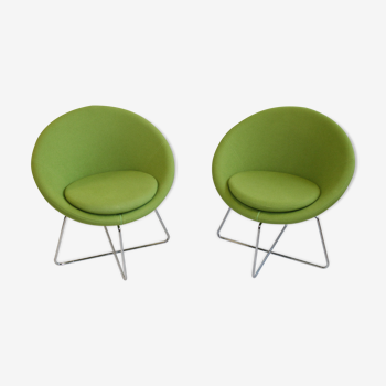 Pair of green chairs, Allermuir, Conic model