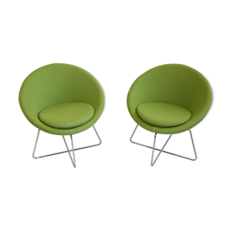 Pair of green chairs, Allermuir, Conic model