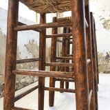 Set of 3 high straw stools