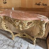 Marble topped gilded style wall standing console
