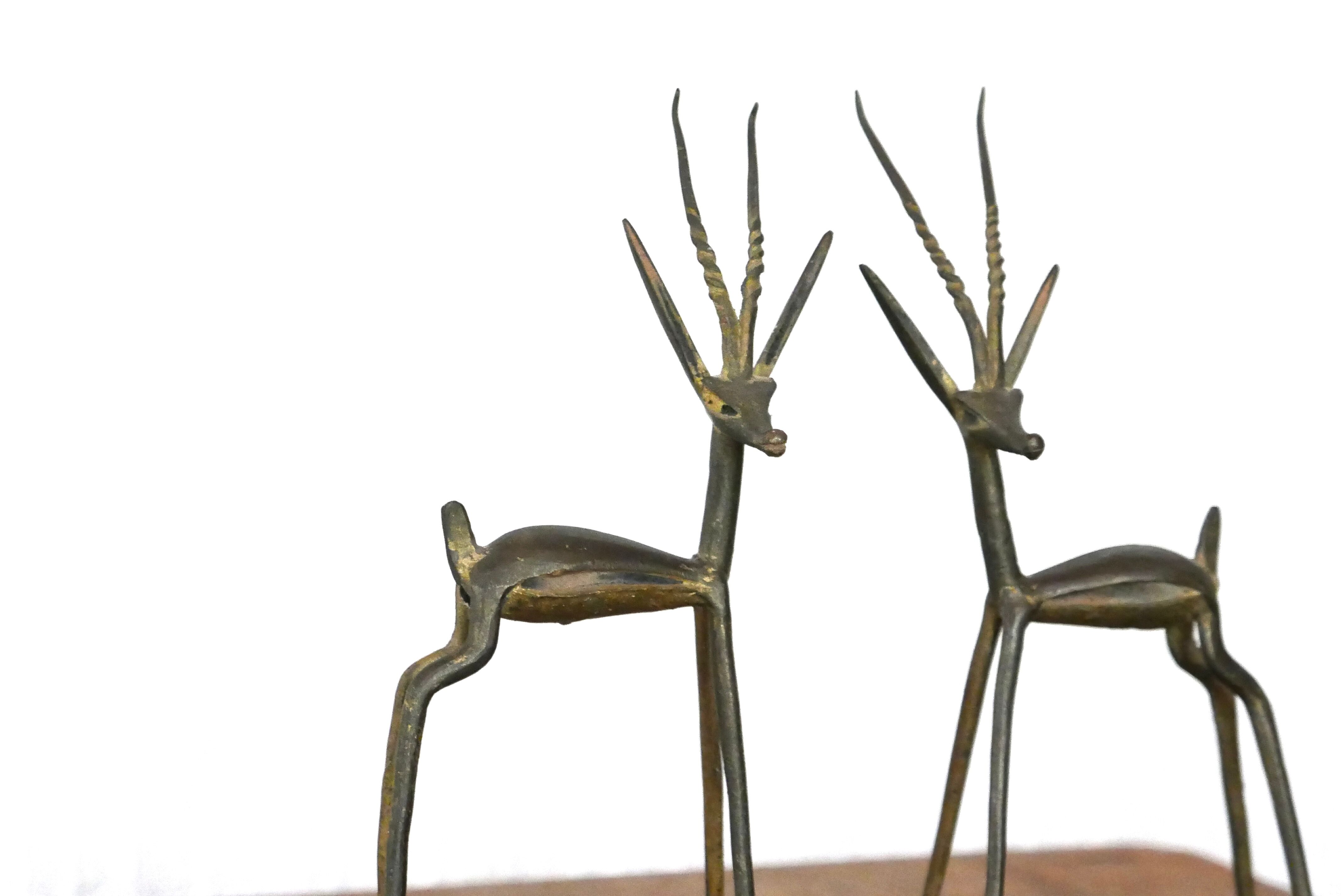 Pair of brass gazelles, 50s