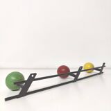 Porte-manteaux patères boules bois vert rouge jaune années 50