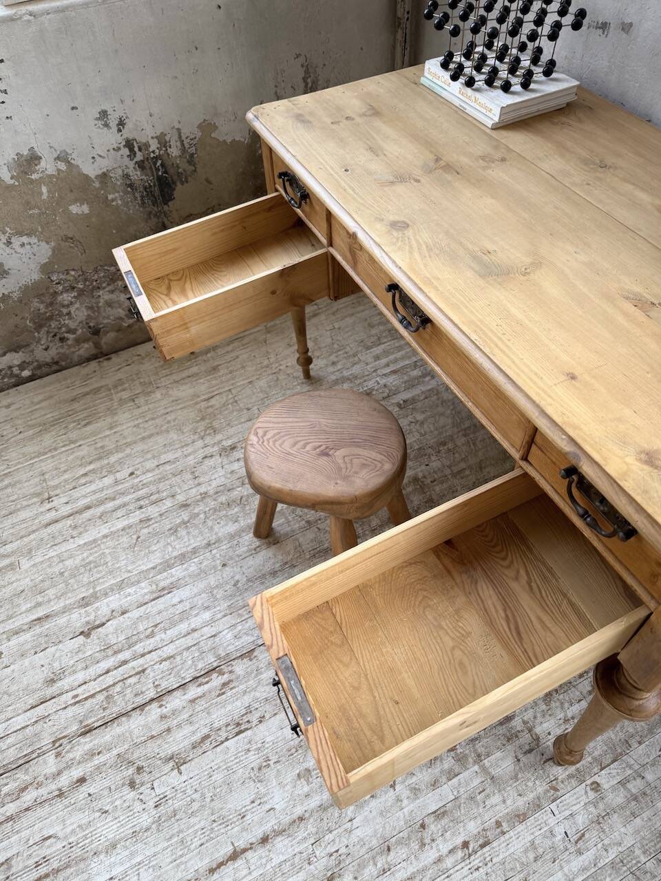 Blonde walnut desk and pine top 1900