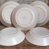 Five vintage MBFA PORNIC ceramic soup plates Daphné service