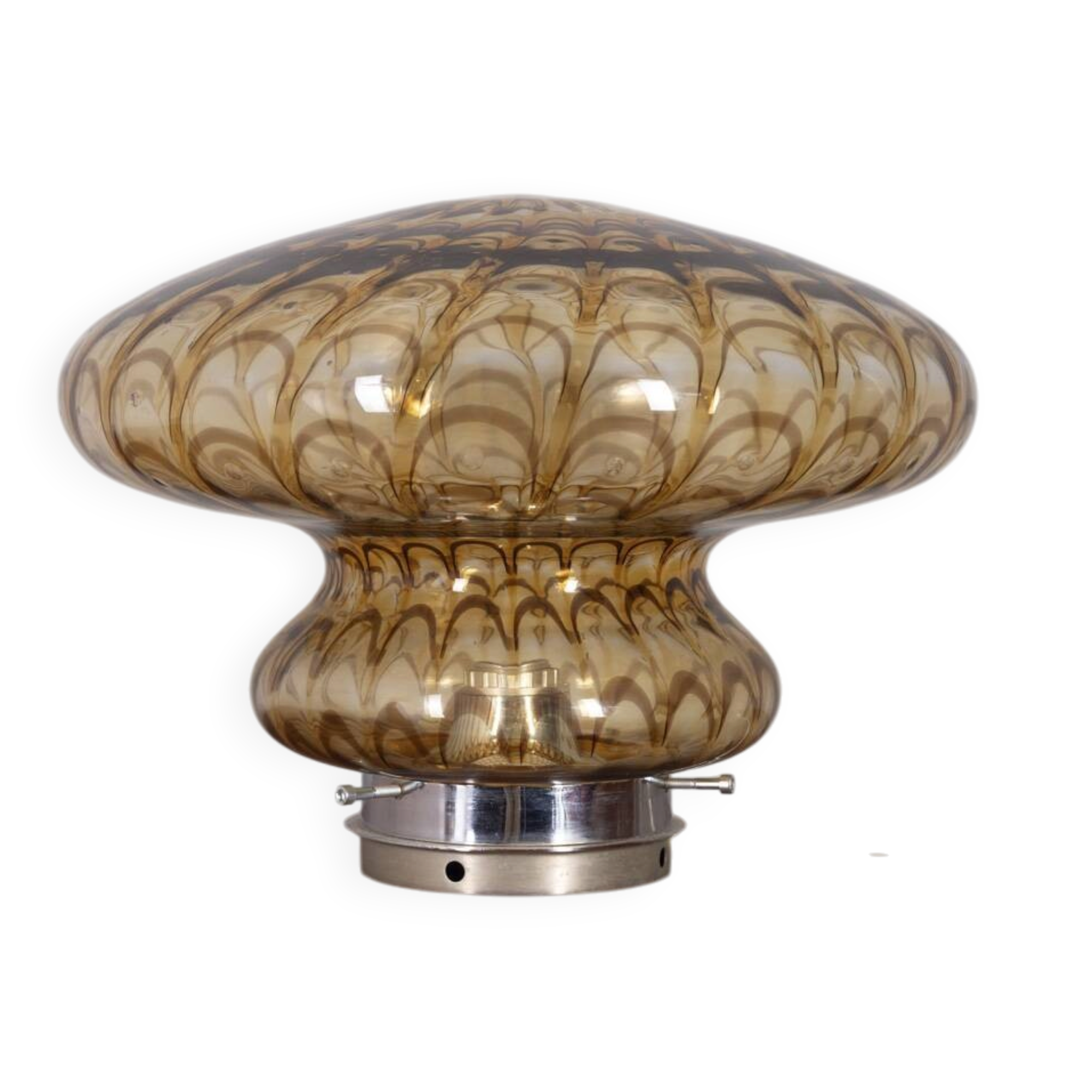 Vintage 1970s amber murano glass table lamp, italian design