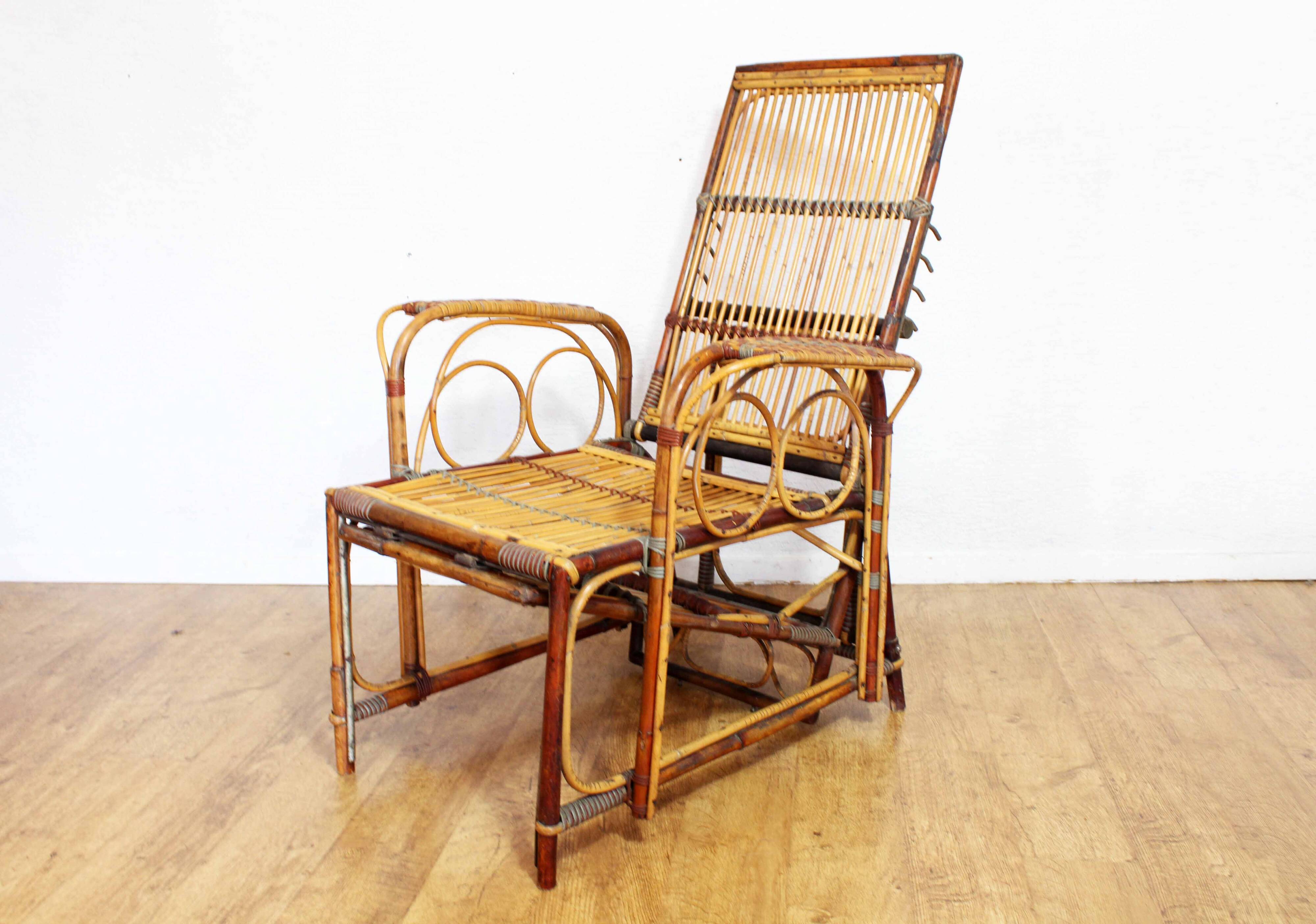 Fauteuil relax en rotin, Bauhaus 1930