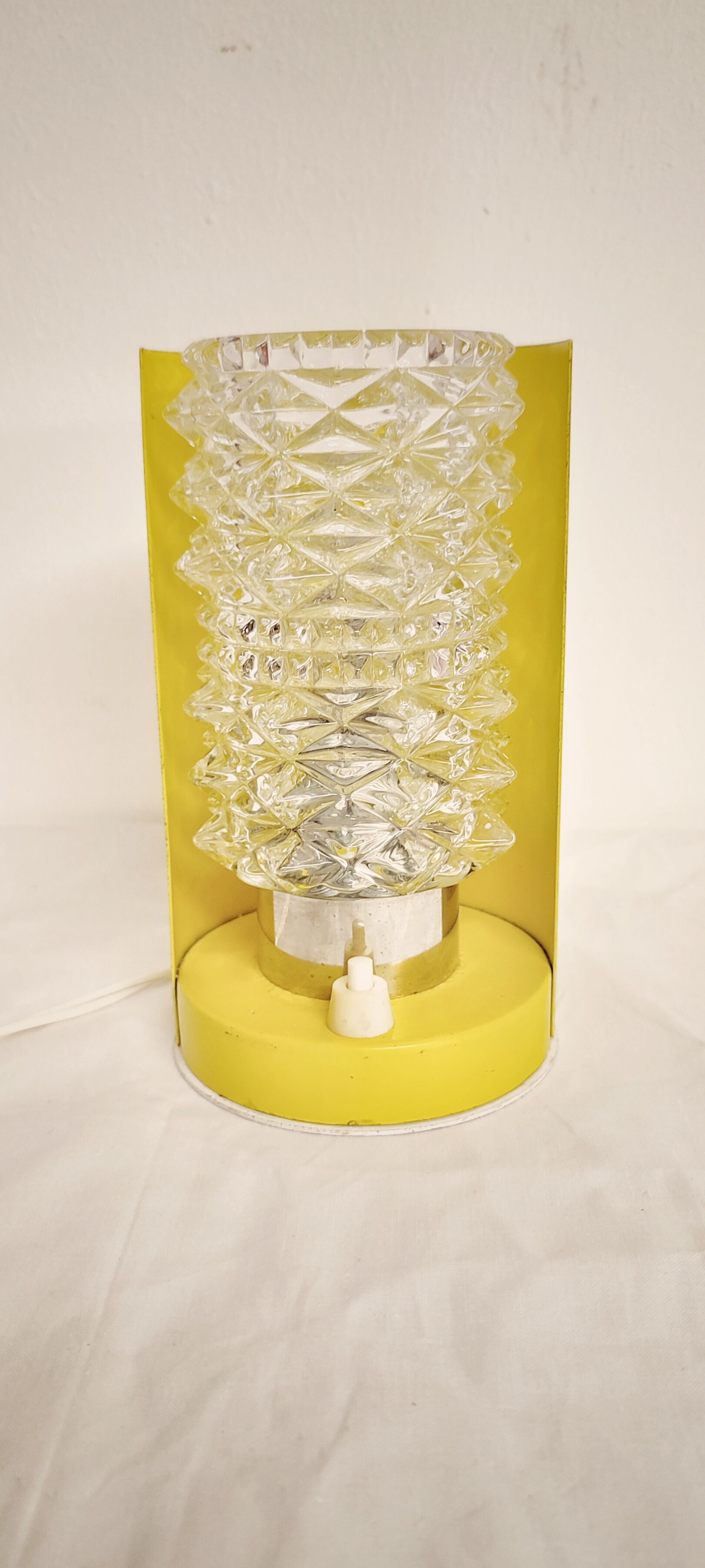 Metal and glass table lamp. Spain, 1970s.