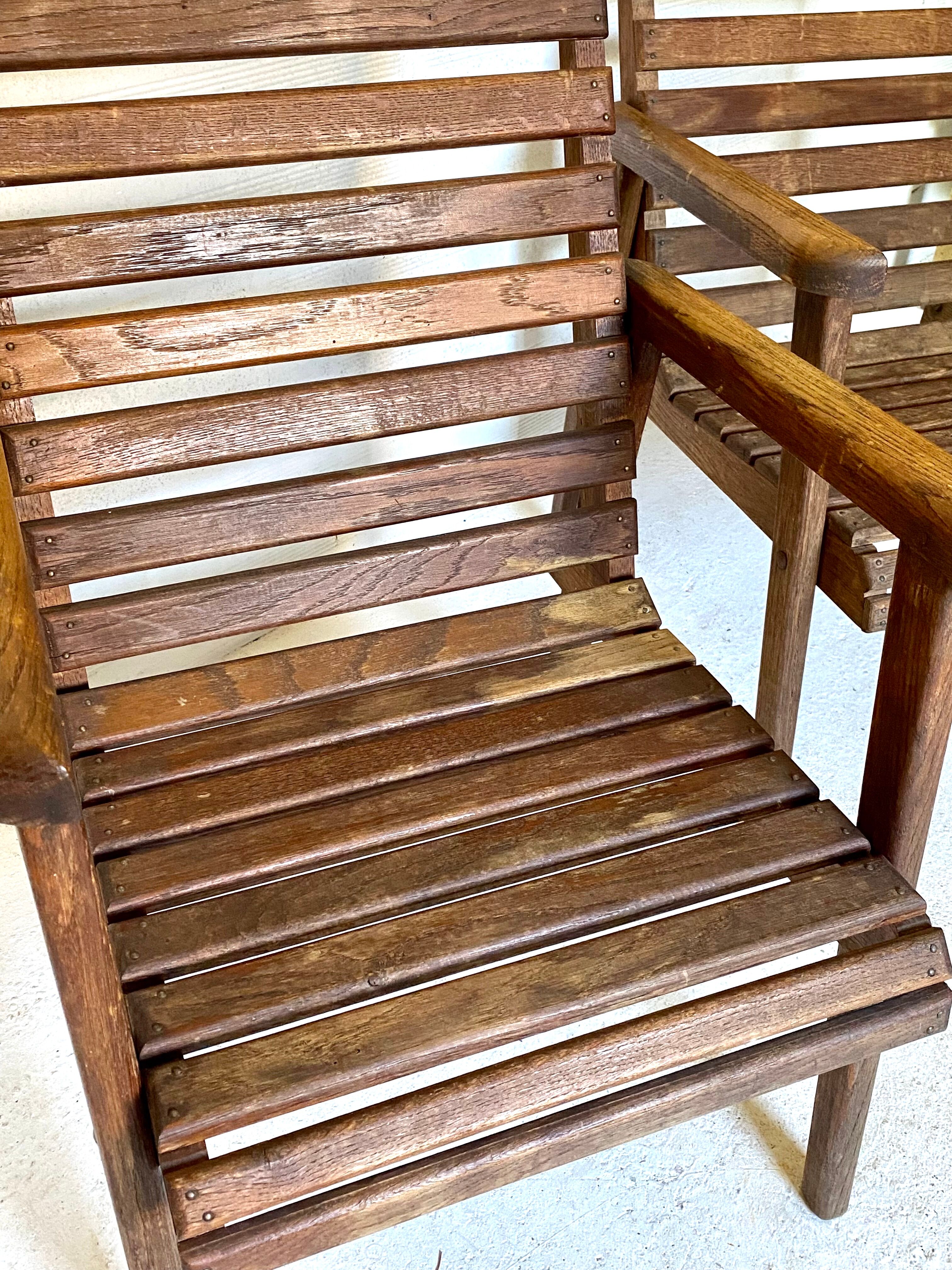 pair of armchairs with slats in chene 1950