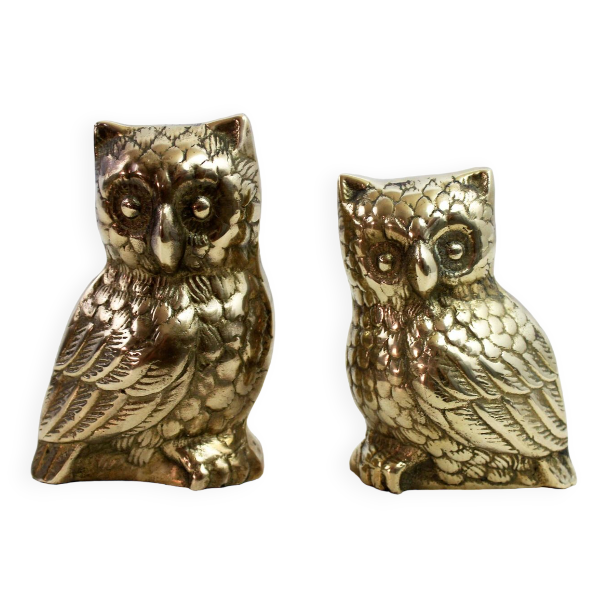 Duo of brass owls