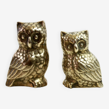 Duo of brass owls