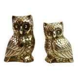 Duo of brass owls