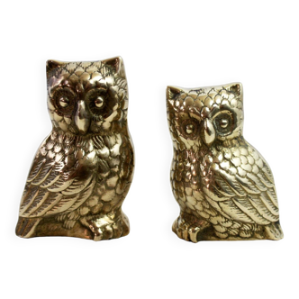 Duo of brass owls