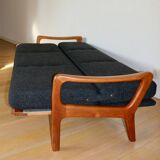 Canapé pliable danois vintage noir bouclé, années 1970
