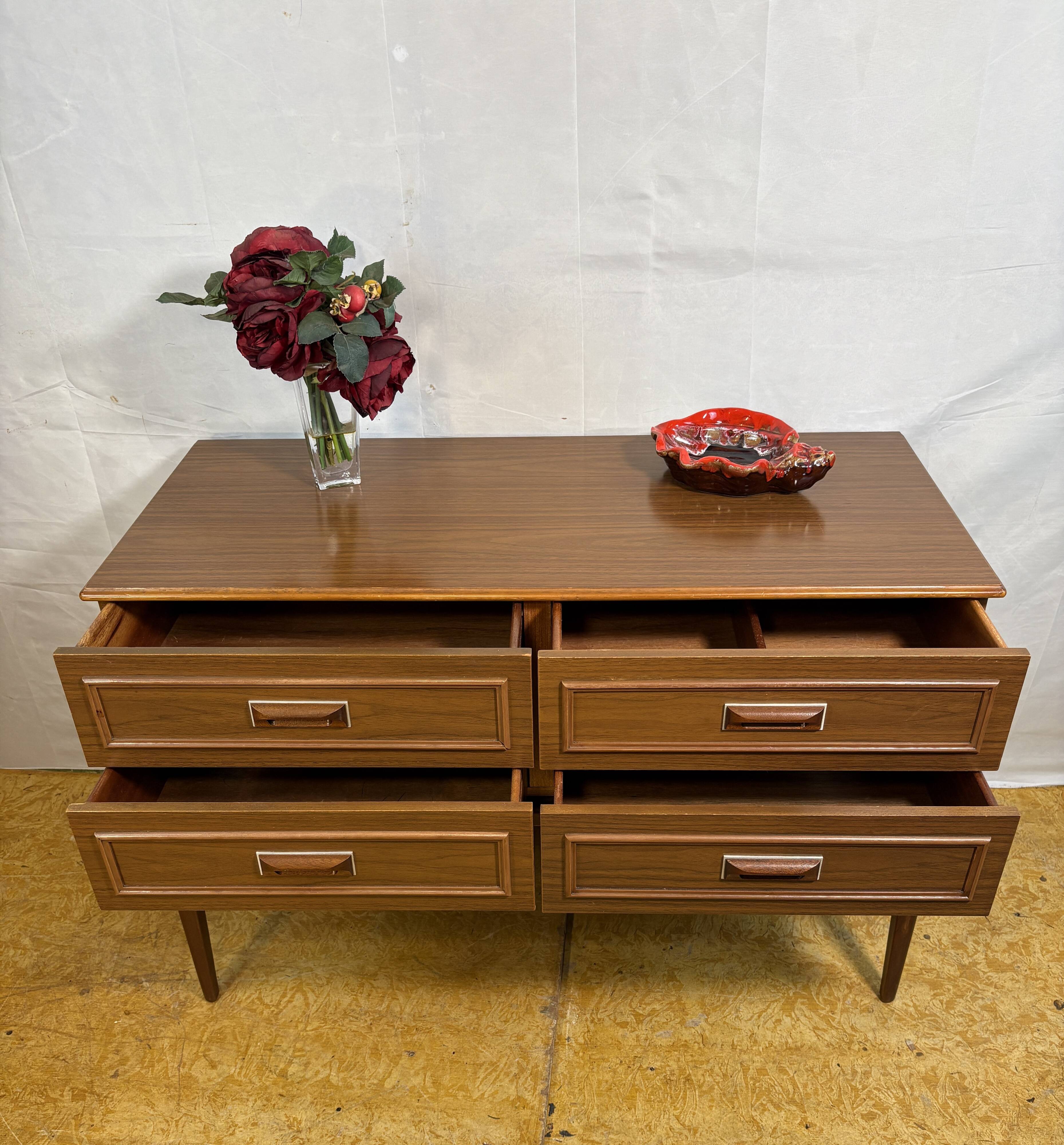 Mid-Century Retro Vintage Sideboard by Europa Furniture 1960  Four Drawers