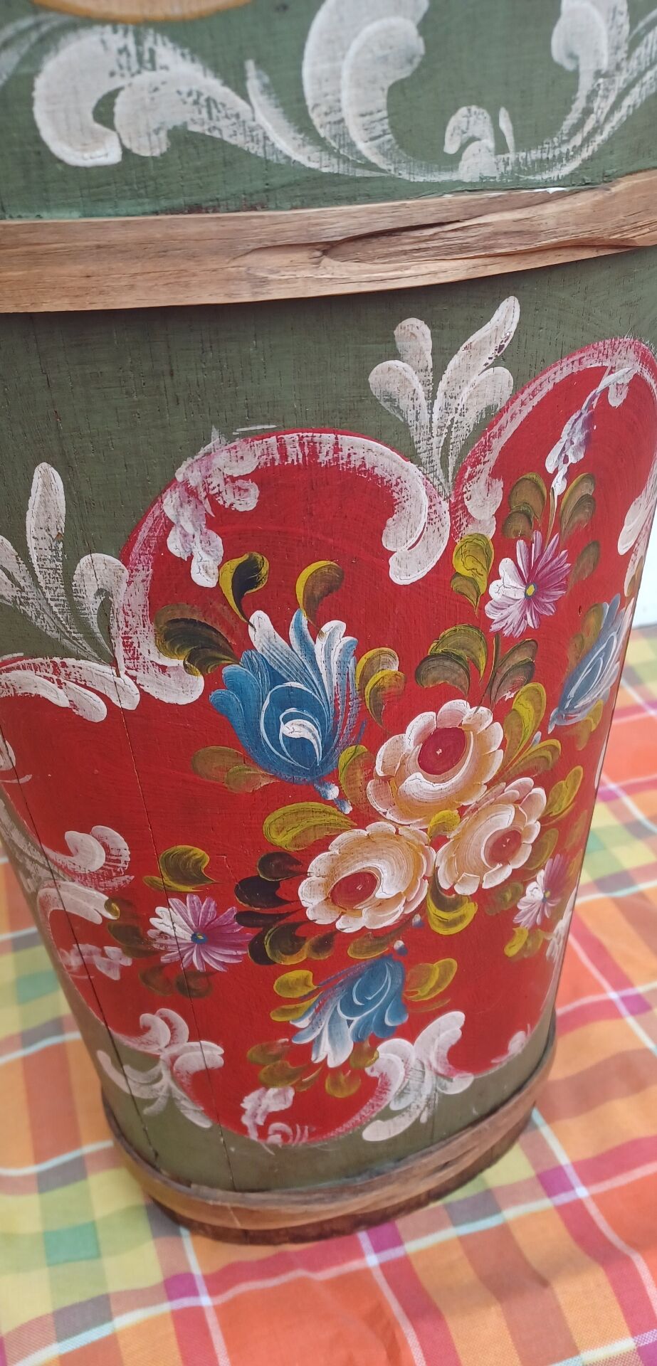 Hand-painted wooden umbrella stand