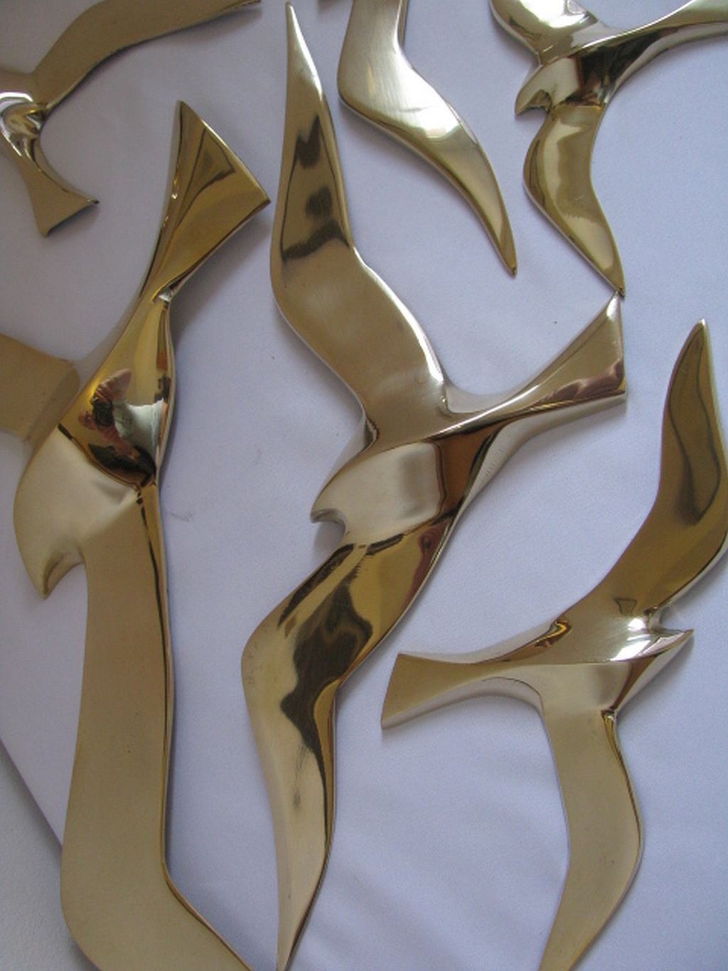 Wall Decoration Set 6 X Seagull / Swallow / Bird. Brass 70 / 80s
