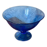 Bluish glass fruit bowl