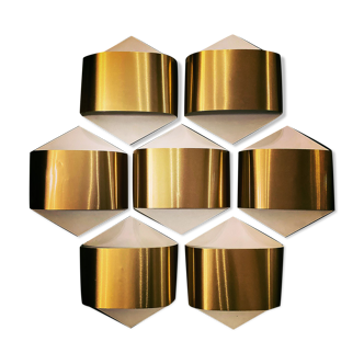 Hexagonal folding brass wall lamp Staff 1970