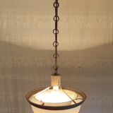 Art deco pendant light in metal, opaline and mercury glass by curtis lighting - 1920s/30s