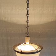 Art deco pendant light in metal, opaline and mercury glass by curtis lighting - 1920s/30s