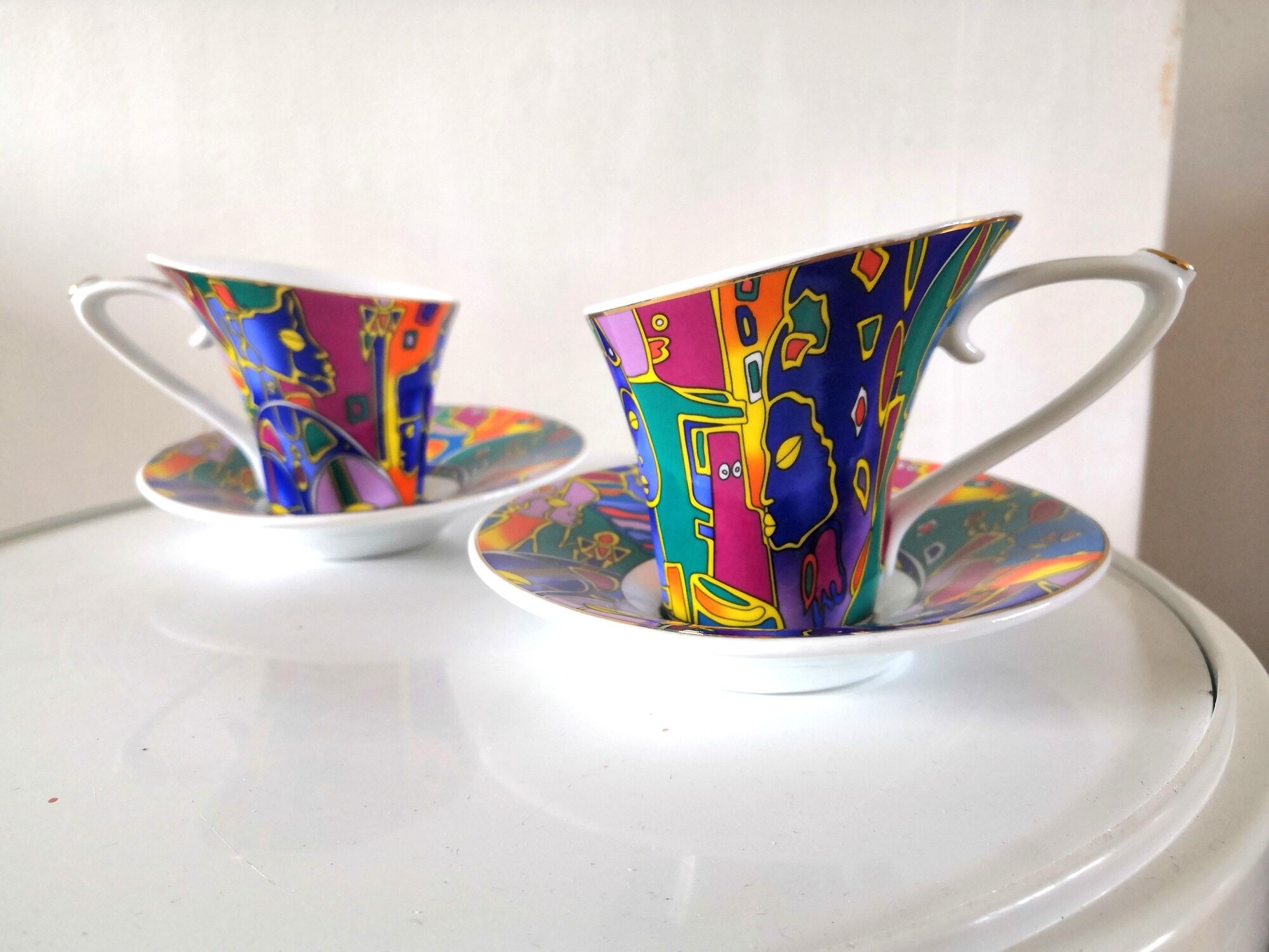 Paire de tasses et soucoupes design so french, décor du galion