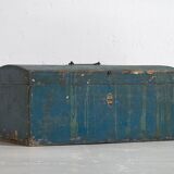 Petit coffre ancien patiné bleu marine (c.1920) #68