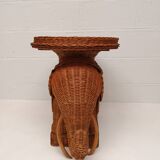 Vintage wicker and rattan elephant table 1970